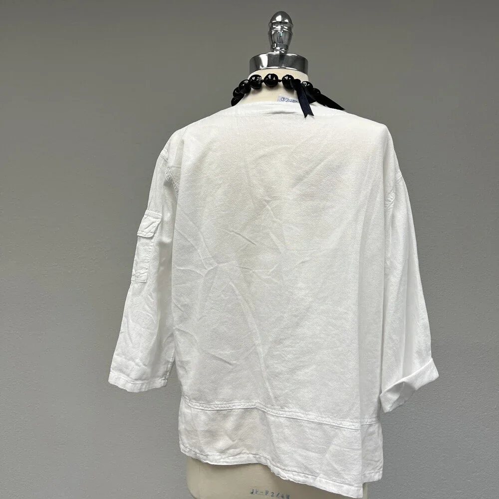 Sea Breeze of California‎ Women White 3/4 Sleeve Blouse L - Picture 8 of 8